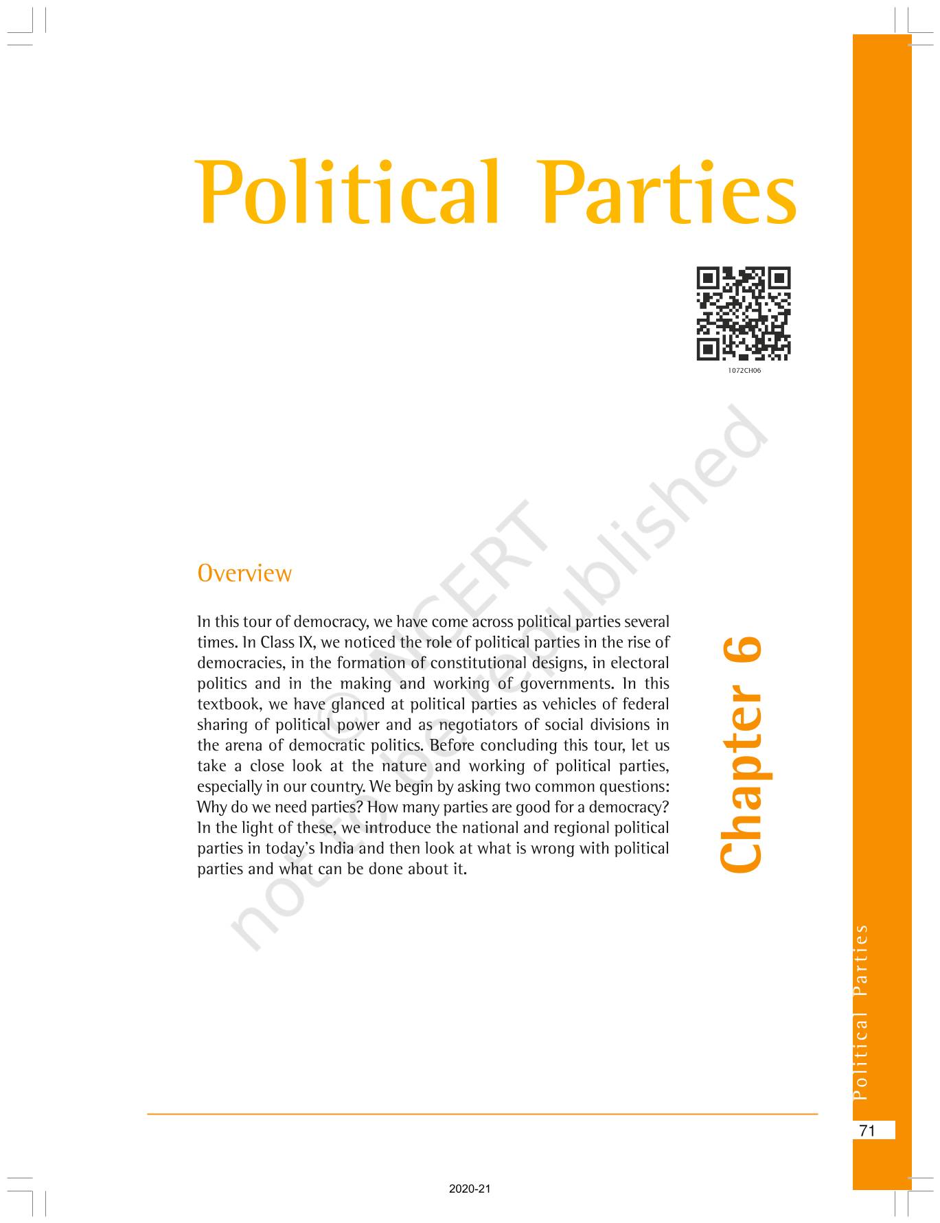 Political Parties - NCERT Book Of Class 10 Democratic Politics II